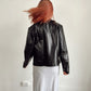 Snake Print Black Leather Jacket