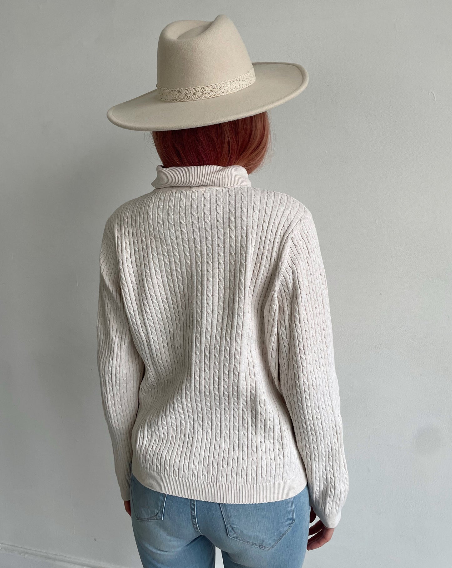 Neutral Turtleneck Knit Sweater