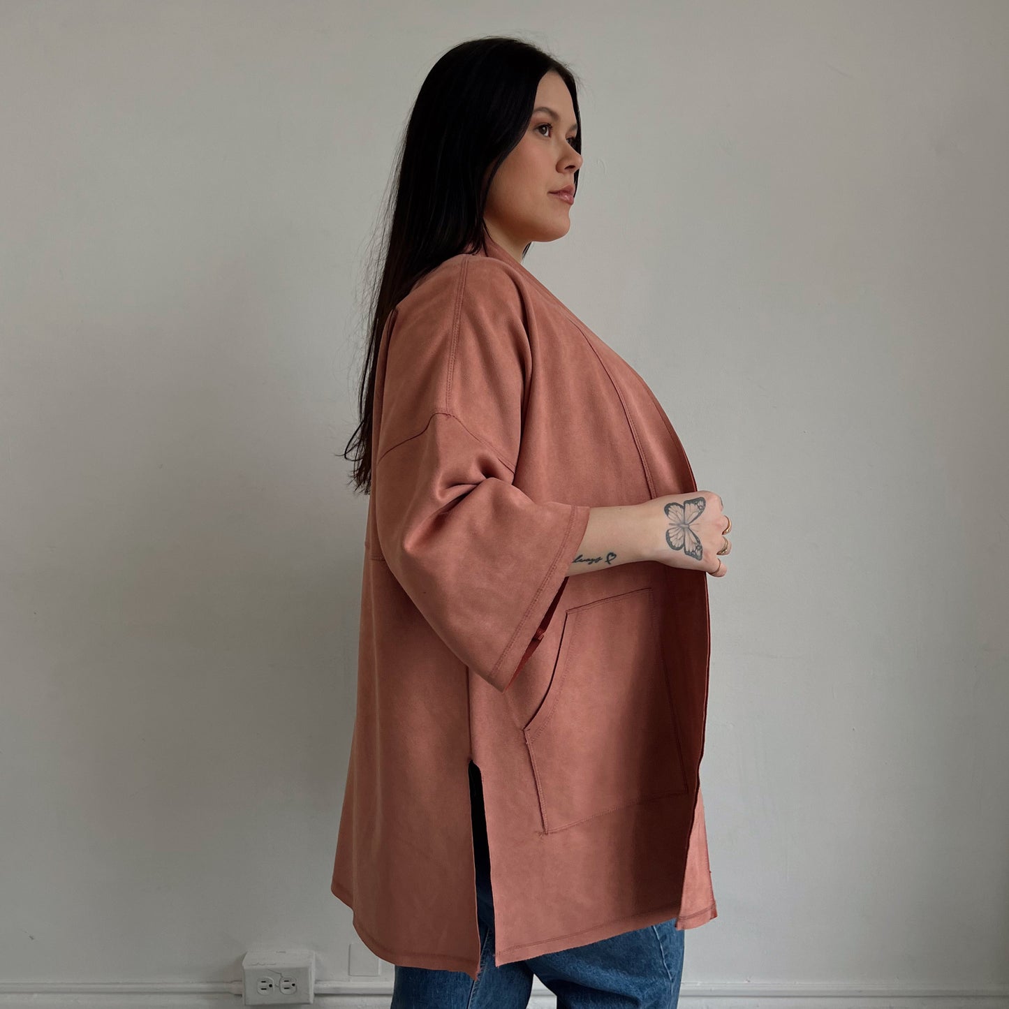 Faux Suede Cardigan