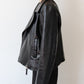 Snake Print Black Leather Jacket