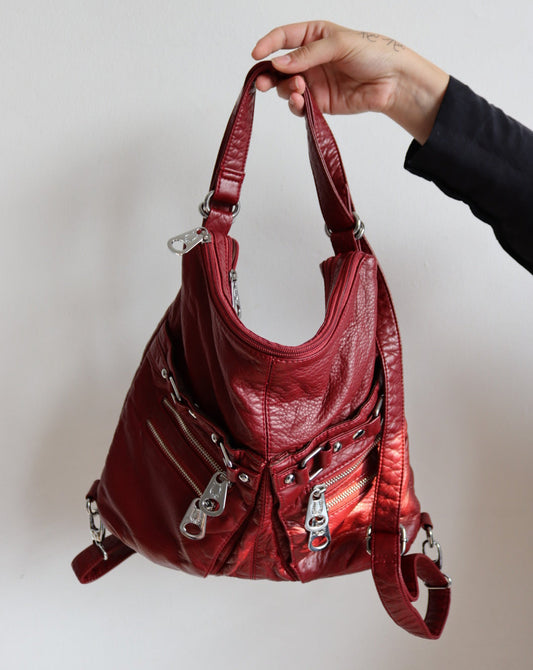 Red Leather Backpack