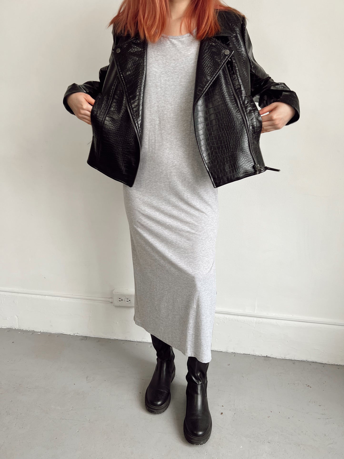 Snake Print Black Leather Jacket