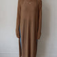 Brown Sheer Long Sleeve Shirt Dress