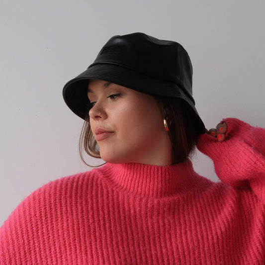 Black Leather Bucket Hat