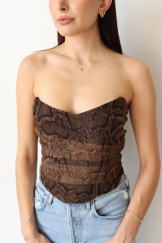 Snake Print Bustier Top